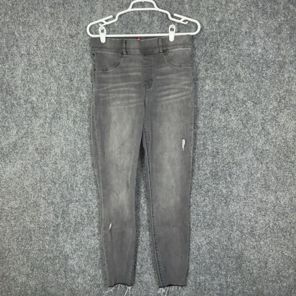 Spanx Jeans Womens Size M Gray Pull On Distressed Skinny ankle Stretch